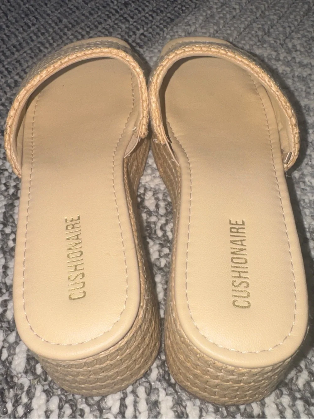 Cushionaire Natural Braided Platform Slide Sandals - 8.5